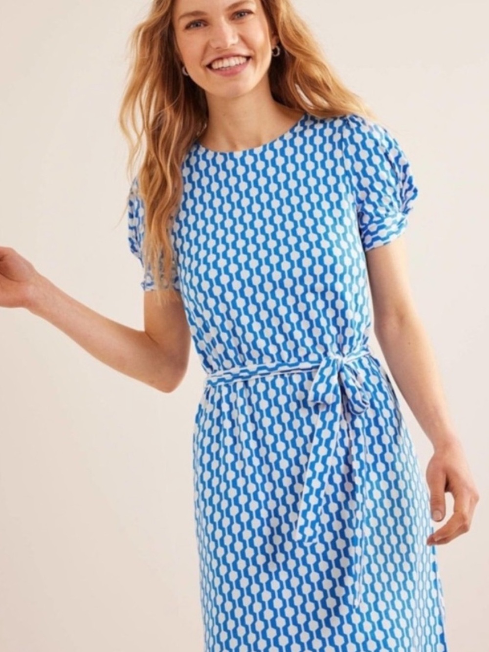 NWOT Boden Knot Detail Jersey Mini Dress in Blue Sz 8R